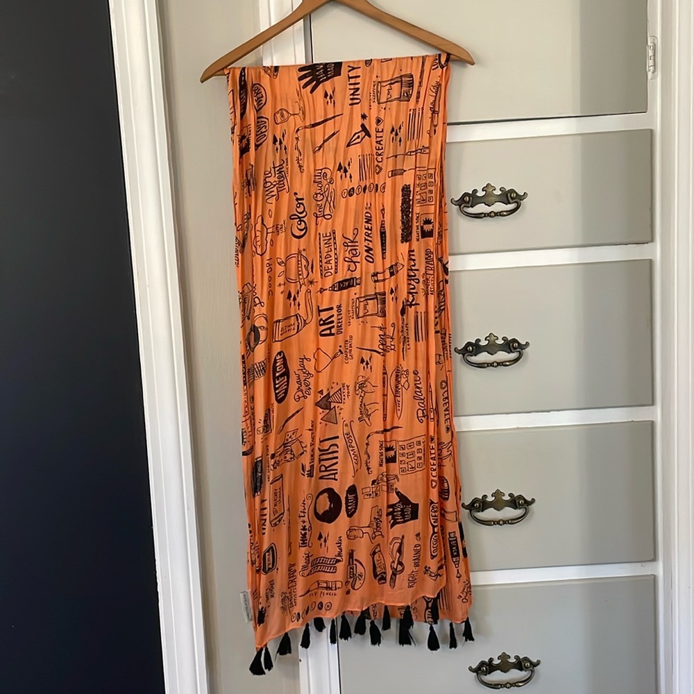 Primitives by Kathy Artist Scarf with black tassels